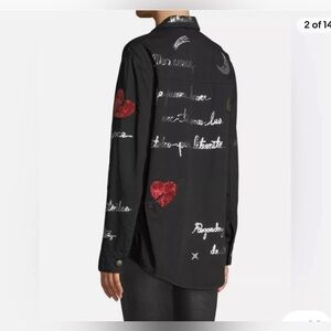 Cinq A Sept Love Letter Canyon Jacket In Black Embellished Size M